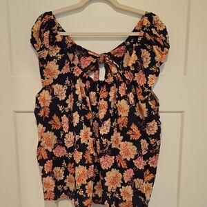 Old Navy Floral Blouse - Black and Pink